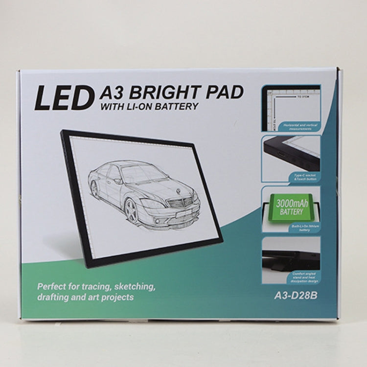 A3-D28B LED Smart Charging Copy Desk Line Drawing Hand Drawing Transparency Copy Platform With 1m Type-C Line+Removable Clip
