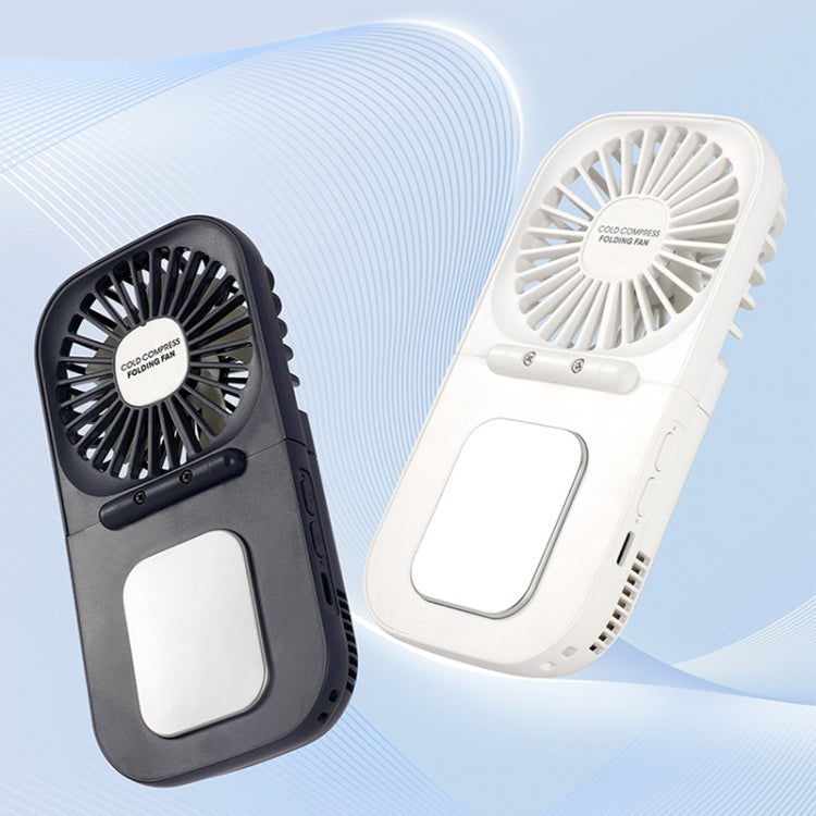 USB Charging Folding Outdoor Handheld Mini Cold Compress Fan Desktop Cooling Fan(White)