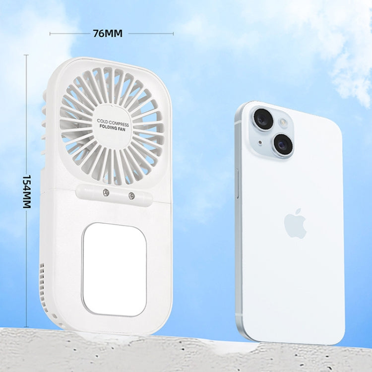USB Charging Folding Outdoor Handheld Mini Cold Compress Fan Desktop Cooling Fan(White)