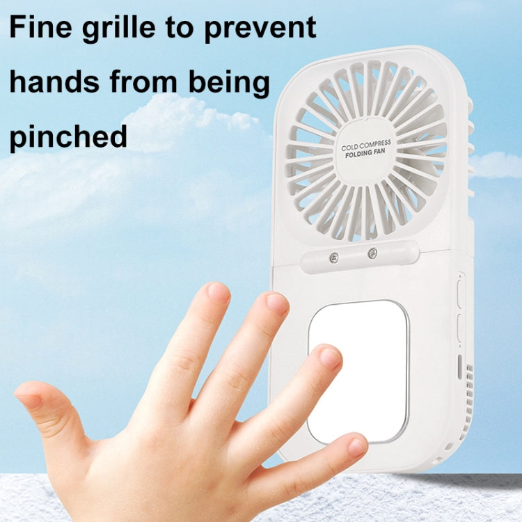 USB Charging Folding Outdoor Handheld Mini Cold Compress Fan Desktop Cooling Fan(Navy Blue)