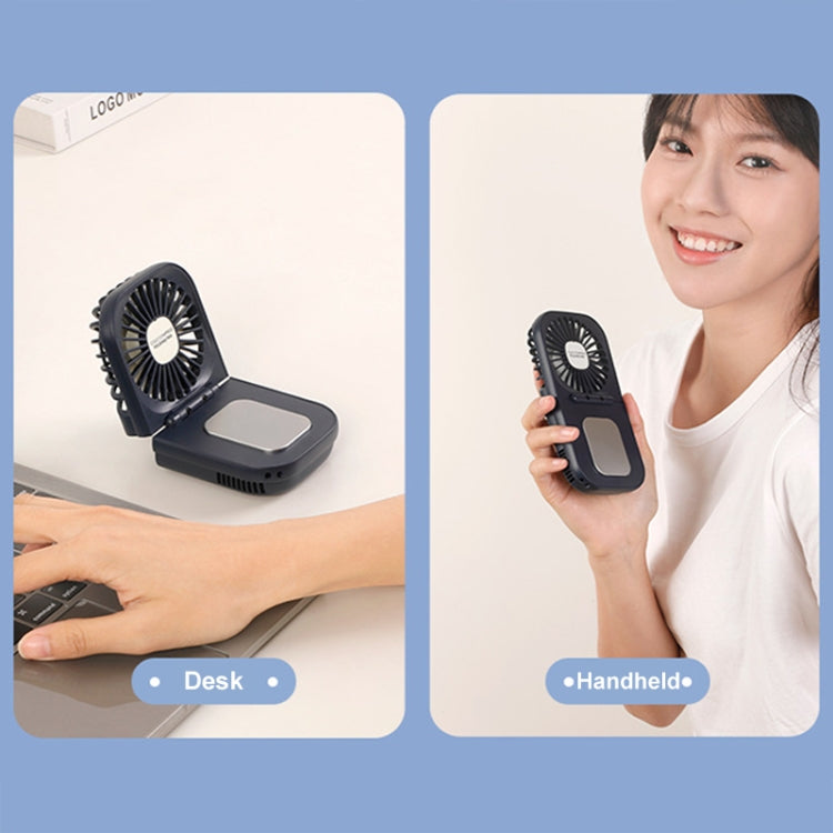 USB Charging Folding Outdoor Handheld Mini Cold Compress Fan Desktop Cooling Fan(White)
