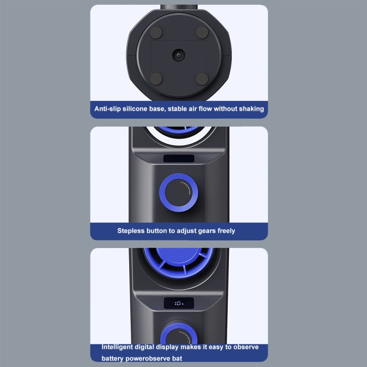 Intelligent Digital Display 100-Speed Stepless Speed Desktop Shaking Head Tower Fan(Dark Gray)
