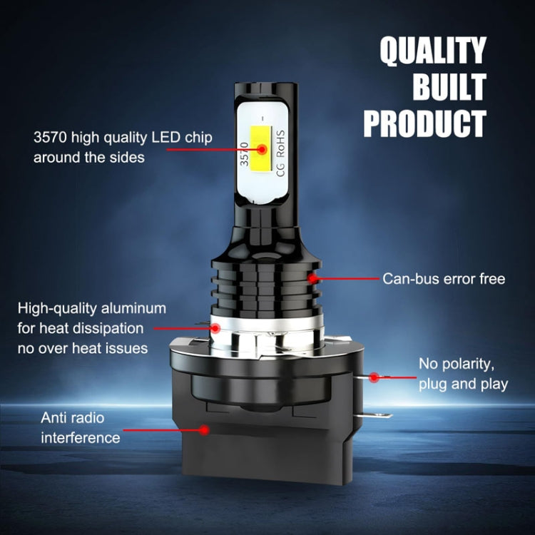 2pcs H11B 3570 2LED 80W Car Headlight Bulbs High Bright Fog Lights(White)