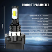 2pcs H11B 3570 2LED 80W Car Headlight Bulbs High Bright Fog Lights(White)