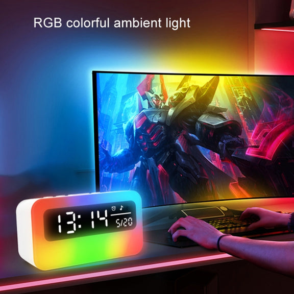 JSK-L30 Bluetooth Speaker Atmosphere Alarm Clock Regularly Wake Up APP Smart Home Charging Night Light(White)