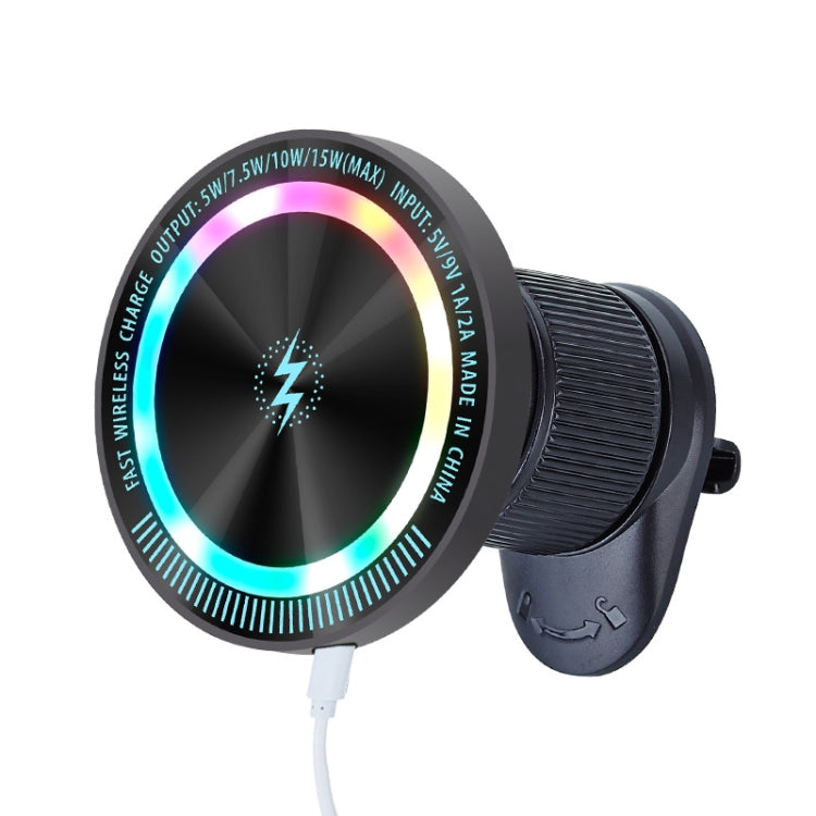 Magsafe 15W Magnetic Colorful Light Wireless Charging Mobile Phone Holder, Color: A9 Air Outlet Dark Gray