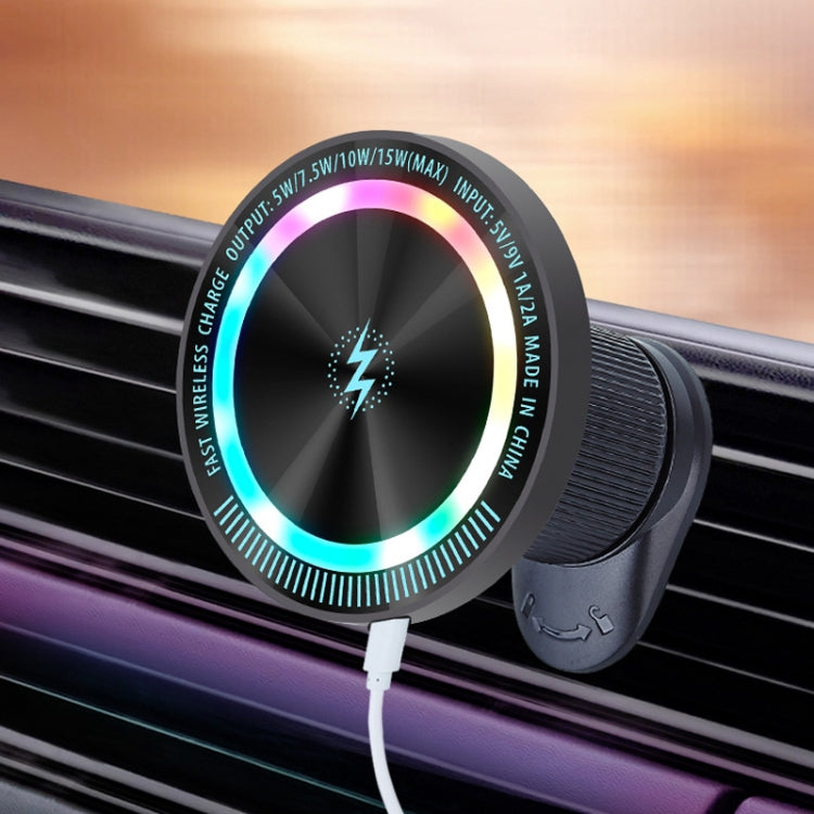 Magsafe 15W Magnetic Colorful Light Wireless Charging Mobile Phone Holder, Color: A9 Adhesive Dark Gray