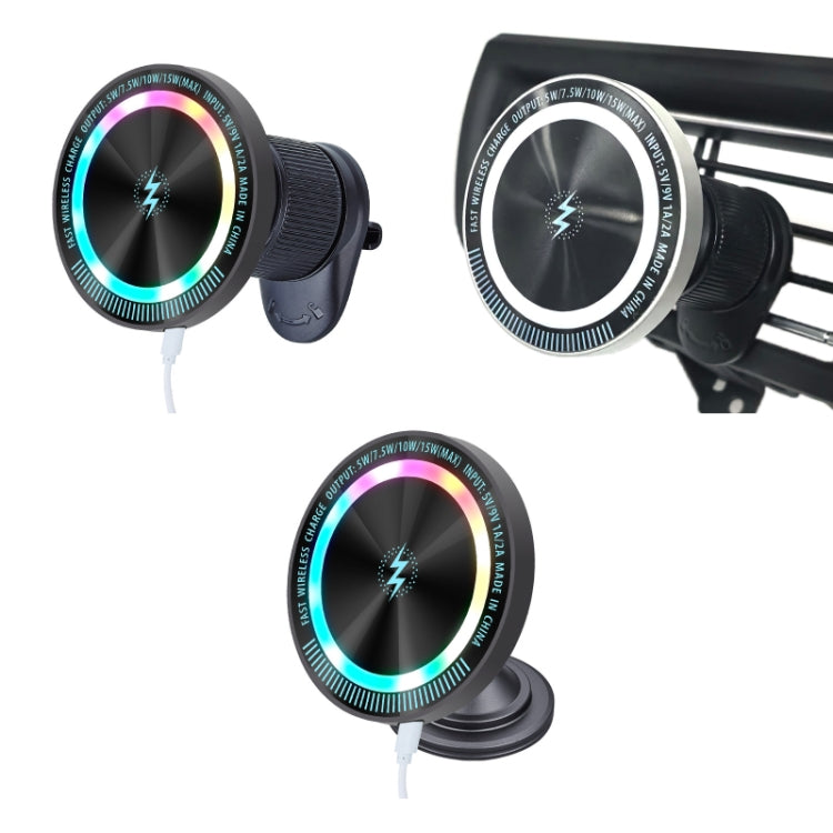 Magsafe 15W Magnetic Colorful Light Wireless Charging Mobile Phone Holder, Color: A9 Adhesive Dark Gray