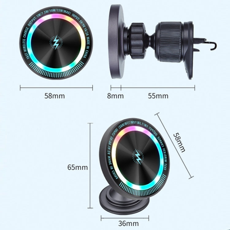 Magsafe 15W Magnetic Colorful Light Wireless Charging Mobile Phone Holder, Color: A9 Adhesive Dark Gray