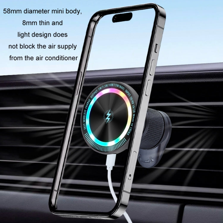 Magsafe 15W Magnetic Colorful Light Wireless Charging Mobile Phone Holder, Color: A9 Adhesive Dark Gray