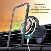 Magsafe 15W Magnetic Colorful Light Wireless Charging Mobile Phone Holder, Color: A9 Air Outlet Dark Gray
