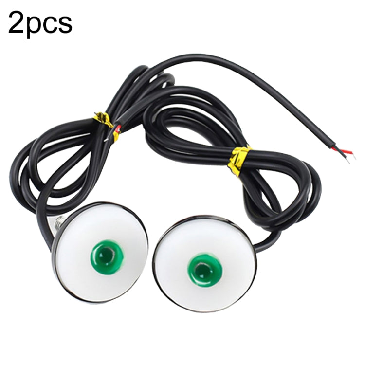 2pcs 23mm Motorcycle Eagle Eye Light Reverse Rearview Mirror Spotlight(Green)
