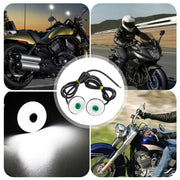 2pcs 23mm Motorcycle Eagle Eye Light Reverse Rearview Mirror Spotlight(Green)
