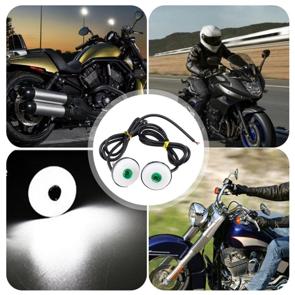 2pcs 23mm Motorcycle Eagle Eye Light Reverse Rearview Mirror Spotlight(Green)