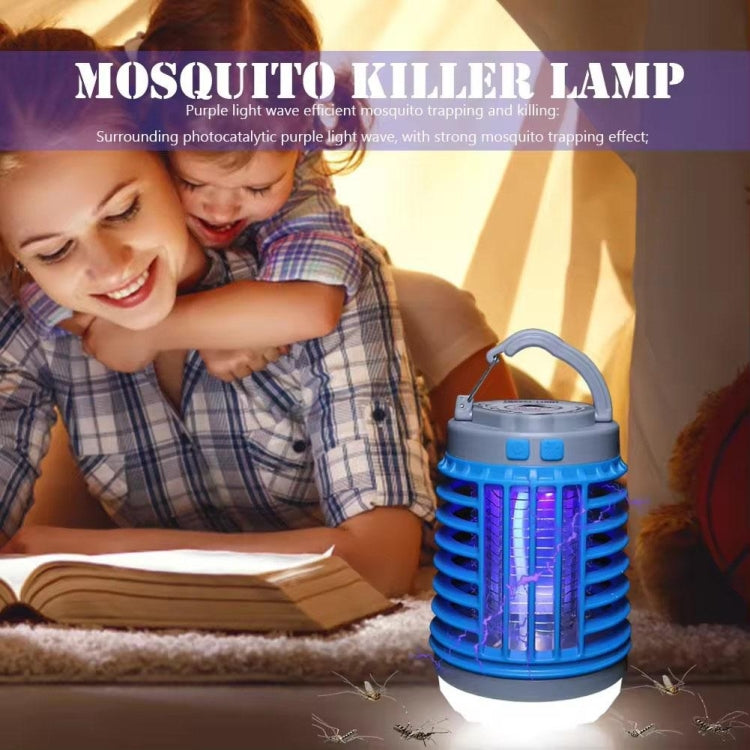 E-SMARTER W890-1 Solar LED Electric Shock Mosquito Light Outdoor USB Rechargeable Lighting Mosquito Trap(Blue)
