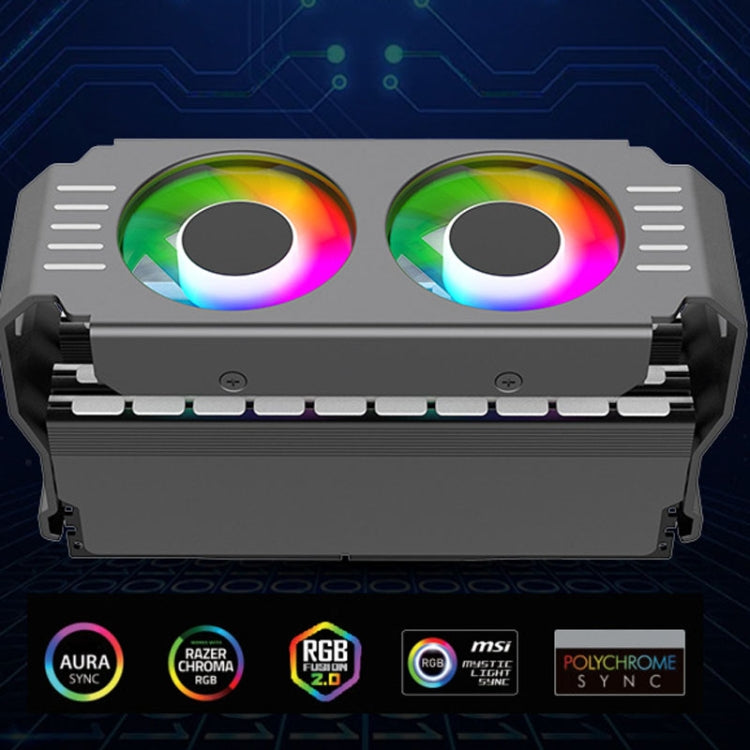 Desktop ARGB Memory Cooler PWM Temperature Control Dual Fan, For DDR / DDR2 / DDR3 / DDR4 / DDR5(White)