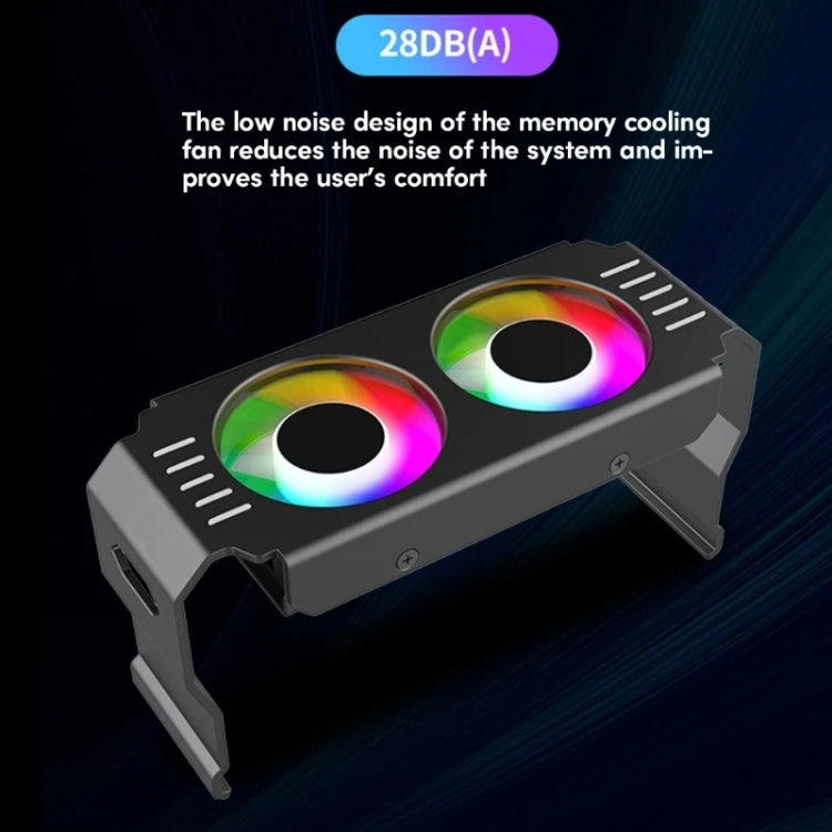 Desktop ARGB Memory Cooler PWM Temperature Control Dual Fan, For DDR / DDR2 / DDR3 / DDR4 / DDR5(Black)