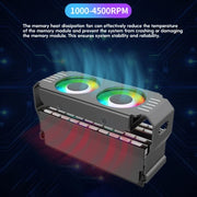 Desktop ARGB Memory Cooler PWM Temperature Control Dual Fan, For DDR / DDR2 / DDR3 / DDR4 / DDR5(White)
