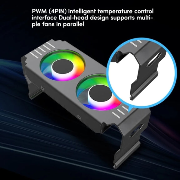 Desktop ARGB Memory Cooler PWM Temperature Control Dual Fan, For DDR / DDR2 / DDR3 / DDR4 / DDR5(White)