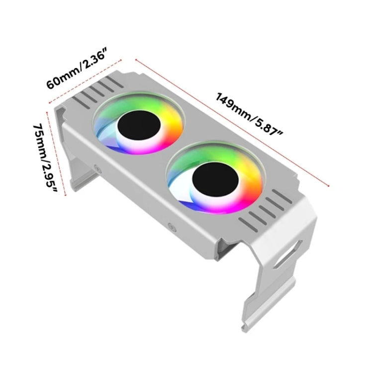 Desktop ARGB Memory Cooler PWM Temperature Control Dual Fan, For DDR / DDR2 / DDR3 / DDR4 / DDR5(White)