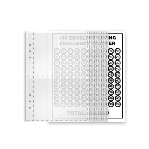 25sheets /Set A5 6 Holes Save Money Challenge Envelopes Replacement Inner Page, Spec: Set 4