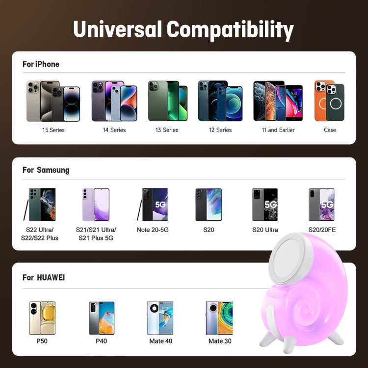Conch RGB Touch Night Light Magsafe Magnetic Wireless Charger(Colorful)