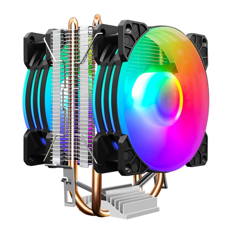 COOLMOON Frost Double Copper Tube CPU Fan Desktop PC Illuminated Silent AMD Air-Cooled Cooler, Style: P22 Magic Moon Edition Double Fan