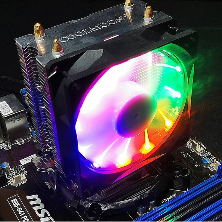 COOLMOON Frost Double Copper Tube CPU Fan Desktop PC Illuminated Silent AMD Air-Cooled Cooler, Style: P22 Magic Moon Edition Double Fan