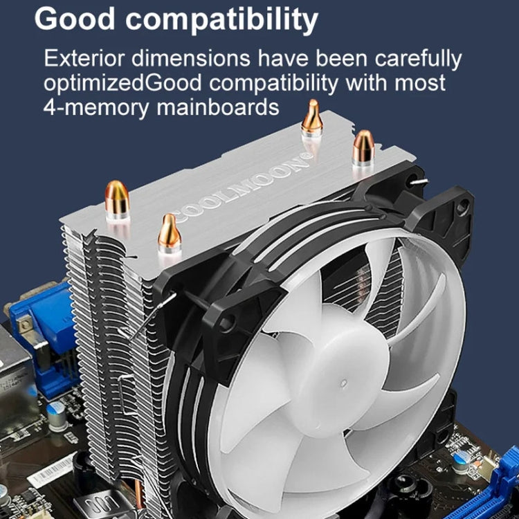 COOLMOON Frost Double Copper Tube CPU Fan Desktop PC Illuminated Silent AMD Air-Cooled Cooler, Style: P22 Magic Moon Edition Double Fan
