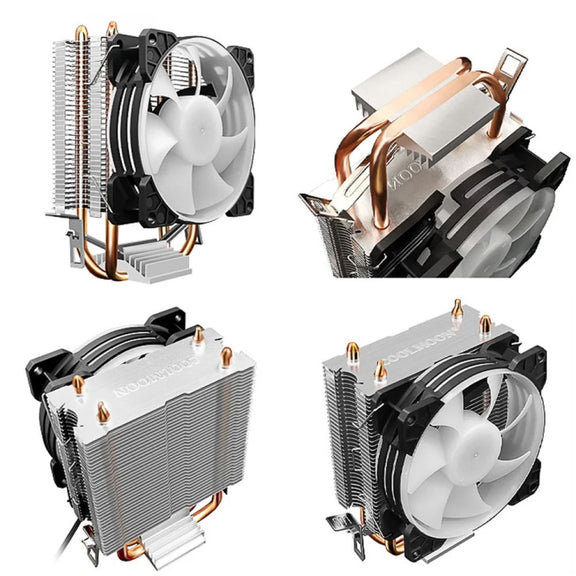 COOLMOON Frost Double Copper Tube CPU Fan Desktop PC Illuminated Silent AMD Air-Cooled Cooler, Style: P2 Magic Moon Edition Single Fan
