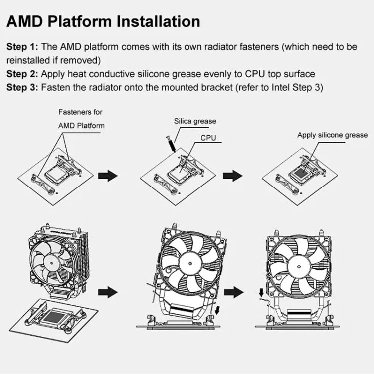 COOLMOON Frost Double Copper Tube CPU Fan Desktop PC Illuminated Silent AMD Air-Cooled Cooler, Style: P2 Magic Moon Edition Single Fan