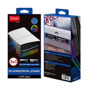 For Sony PS5 Slim IPEGA PG-P5S021 RGB Light Host Horizontal Stand With 4 USB HUBs, Color: White