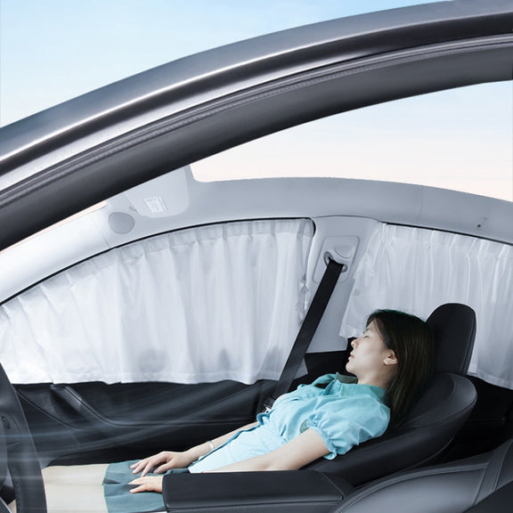 For Tesla Model 3 4pcs White Car Side Window Privacy Sun Protection Curtain