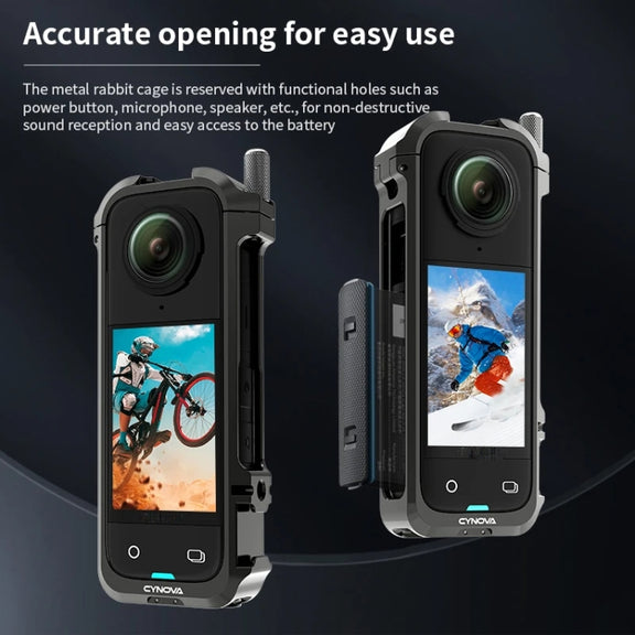 For Insta360 X4 CYNOVA Metal Rabbit Cage + Lens Cover Set Protective Accessories(Black)