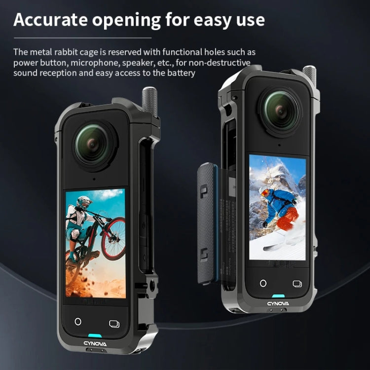 For Insta360 X4 CYNOVA Metal Rabbit Cage + Lens Cover Set Protective Accessories(Black)