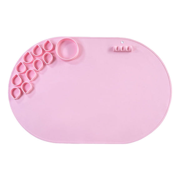 59 x 40cm  Oval Silicone Painting Pad Art Mat for Drawing Clay(Pink)