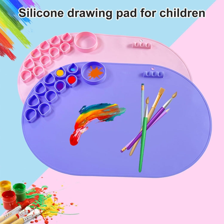 59 x 40cm  Oval Silicone Painting Pad Art Mat for Drawing Clay(Pink)