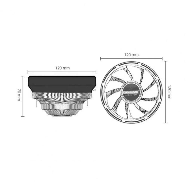 COOLMOON CPU Cooler Desktop Computer Auto Color Change Multi-Platform Mute Cooling Fan(Colorful Fine Aperture)
