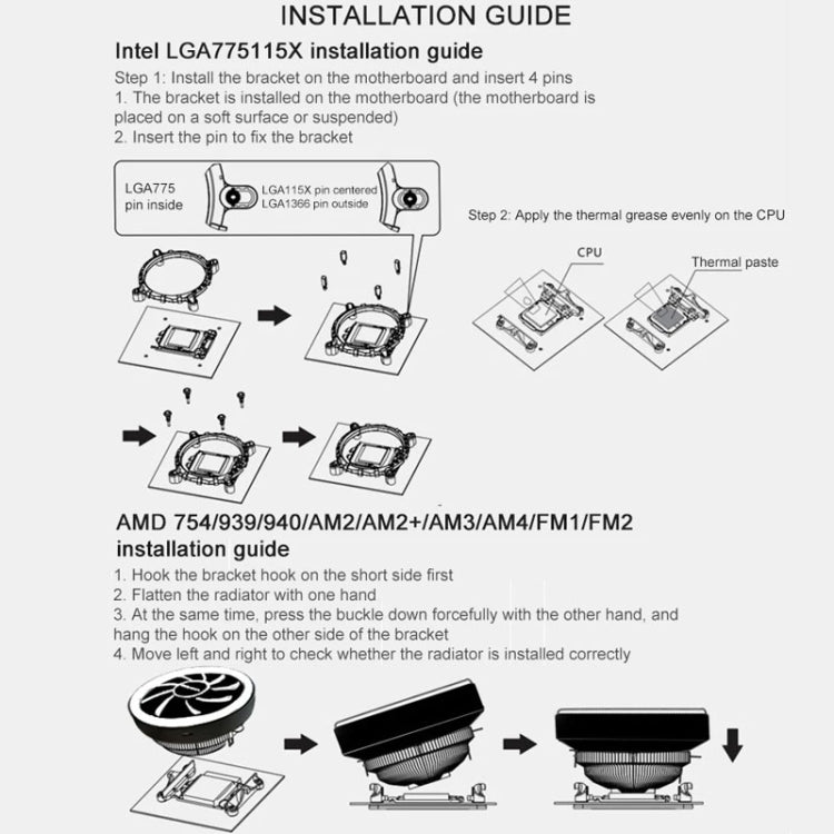 COOLMOON CPU Cooler Desktop Computer Auto Color Change Multi-Platform Mute Cooling Fan(Colorful Fine Aperture)
