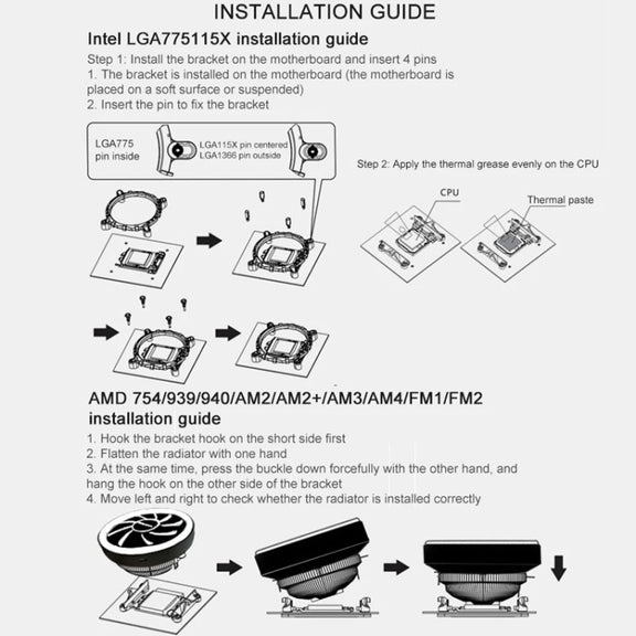 COOLMOON CPU Cooler Desktop Computer Auto Color Change Multi-Platform Mute Cooling Fan(Colorful Fine Aperture)
