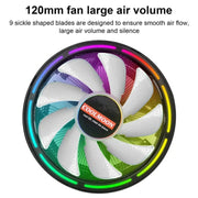 COOLMOON CPU Cooler Desktop Computer Auto Color Change Multi-Platform Mute Cooling Fan(Colorful Fine Aperture)