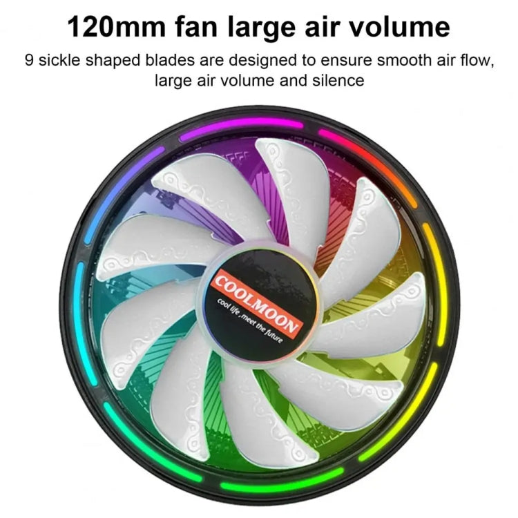 COOLMOON CPU Cooler Desktop Computer Auto Color Change Multi-Platform Mute Cooling Fan(Colorful Fine Aperture)