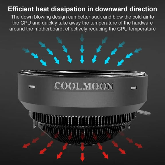 COOLMOON CPU Cooler Desktop Computer Auto Color Change Multi-Platform Mute Cooling Fan(Colorful Fine Aperture)
