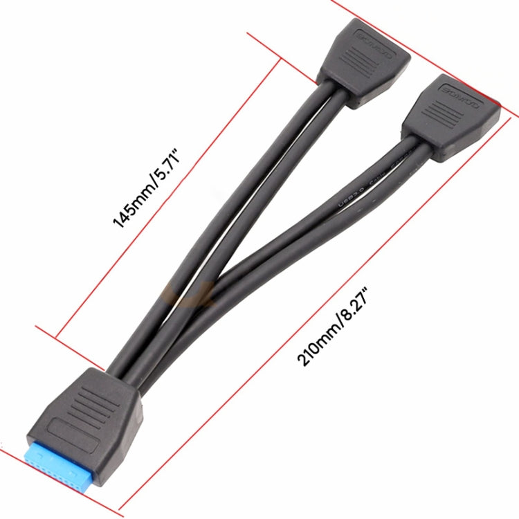 21cm Computer Motherboard 19 Pin USB3.0 One To Two Extension Cable