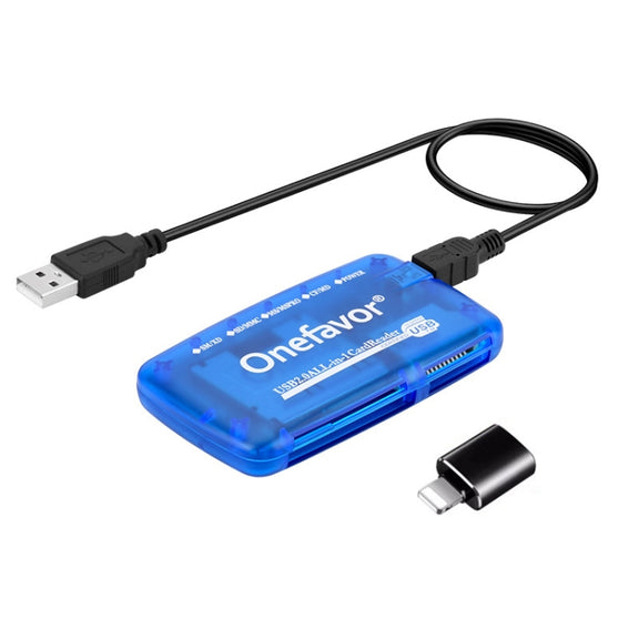 Onefavor All-In-One Card Reader Support SM / XD / SD / MMC / MS / CF Card, Model: Card Reader+8 Pin Adaptor