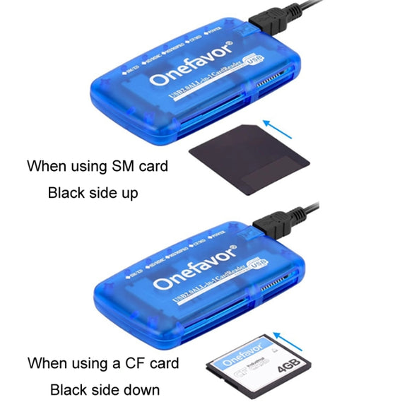 Onefavor All-In-One Card Reader Support SM / XD / SD / MMC / MS / CF Card, Model: Card Reader+8 Pin Adaptor