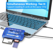 Onefavor All-In-One Card Reader Support SM / XD / SD / MMC / MS / CF Card, Model: Card Reader+8 Pin Adaptor