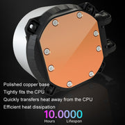 COOLMOON CM-YM-240T Digital ARGB Lens Edition Integrated Water Cooling CPU Cooler Temperature Display CPU Fan(Black)