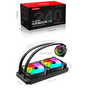 COOLMOON CM-YM-240T Digital ARGB Lens Edition Integrated Water Cooling CPU Cooler Temperature Display CPU Fan(Black)