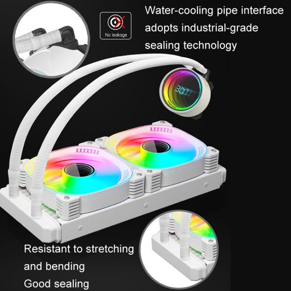 COOLMOON CM-YM-240T Digital ARGB Lens Edition Integrated Water Cooling CPU Cooler Temperature Display CPU Fan(White)
